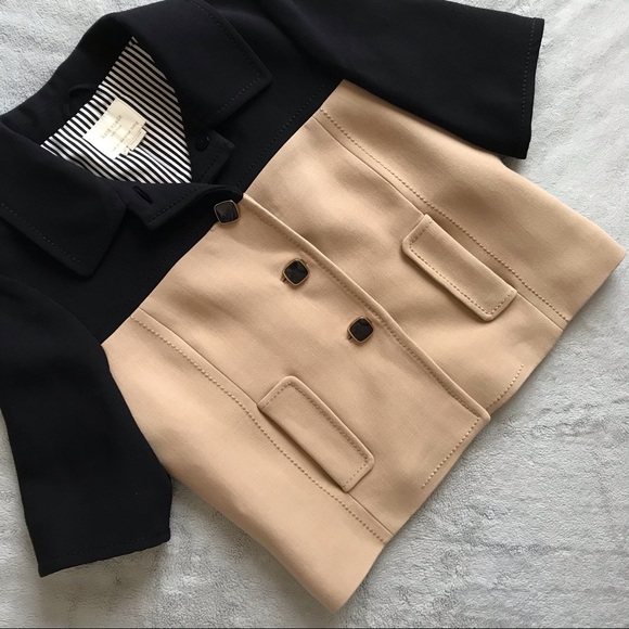 kate spade Jackets & Blazers - Kate Spade Dahlia Colorblock Wool Blend Boxy Two-Tone Blazer Jacket Black Camel